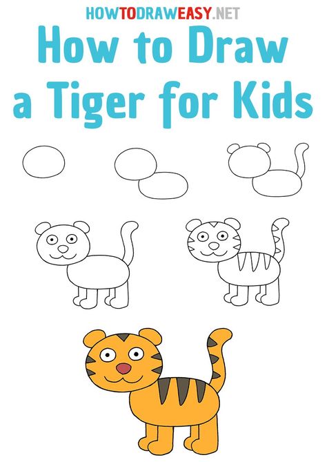 How to Draw a Tiger step by step #tiger #cartoontiger #tigercartoon #drawingtiger #tigerdrawing #tigerart #tigerarts #howtodrawatiger #easydrawing Tiger How To Draw, How To Draw Tiger For Kids, Tiger Drawing Easy Step By Step, How To Draw A Tiger Easy, Tiger Simple Drawing, How To Draw An Animal, Draw Tiger Easy, How To Draw Cartoon Animals, How To Draw A Tiger Step By Step