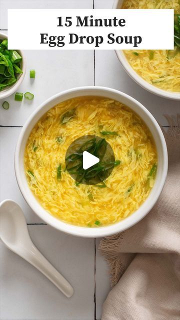 Megan Pham | Takes Two Eggs on Instagram: "15 Min Chinese Egg Drop Soup 💕

Forget takeout, this Chinese soup is SO quick and easy to make at home! I’ll even show you the restaurant trick for making those iconic long and whispy egg ribbons ✨

📝 INGREDIENTS — Yields 4 servings

* 3 eggs
* 1 tablespoon water
* 4 cups chicken stock
* ¼ teaspoon salt
* ⅛ teaspoon white pepper more to taste
* ¼ teaspoon chicken bouillon powder
* ⅛ turmeric powder (optional) for color
* 2 stalks green onions sliced whites and green parts divided
* ½ teaspoon sesame oil

Cornstarch Slurry

* 2 tablespoon cornstarch
* 3 tablespoon water

👩🏻‍🍳 INSTRUCTIONS

1. In a small measuring cup with a spout, beat the eggs with 1 tablespoon of water until combined. Set aside. 
2. Heat the stock. In a small pot, add the ch Egg Flower Soup Recipe, Chinese Egg Drop Soup, Egg Soup Recipe, Chicken Bouillon Powder, Cornstarch Slurry, Chinese Egg, Authentic Asian Recipes, Chicken Bouillon, Egg Drop Soup