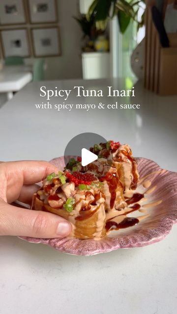 MacKenzie Smith on Instagram: "If you were a fan of the viral spicy tuna crispy rice trend, then stop scrolling! This spicy tuna inari is my favorite handheld sushi creation that also happens to be super easy to make! It’s not only a no-cook recipe but the thing can be ready in about 15 minutes - making it perfect for weeknight dinners. The inari is basically a fried tofu pocket that’s sweet and salty and insanely delicious! You can top it with whatever you want but for me, it’s all about my simple spicy tuna recipe that was inspired by my fav sushi spot that closed down - @sasakisushi_nsb!!!

Comment “SUSHI POWER” to get the full recipe for my easy spicy tuna mixture sent straight to your inbox!

🍣 12 oz sashimi grade tuna steaks (when i don’t have fresh tuna from my fisherman friends he Spicy Tuna Recipe, Tuna Crispy Rice, Inari Sushi, Mackenzie Smith, Tuna Recipe, Tuna Sashimi, Tuna Sushi, Fresh Tuna, Crispy Rice