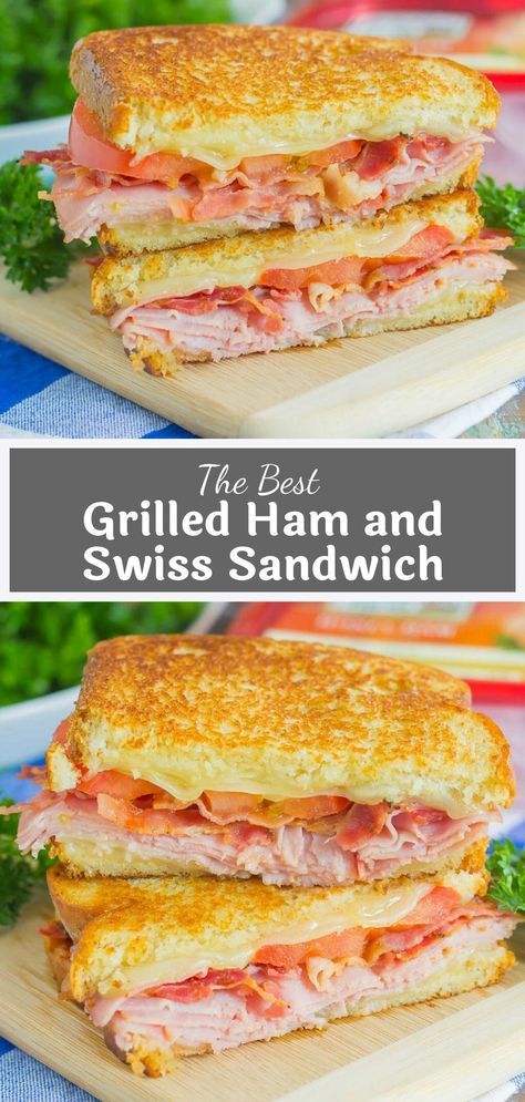 Ham Panini Recipes, Ham Slices Recipes, Swiss Grilled Cheese, Hot Ham Sandwiches, Best Ham Sandwich, Swiss Cheese Recipes, Ham Sandwich Recipes, Fried Ham, Grilled Ham And Cheese