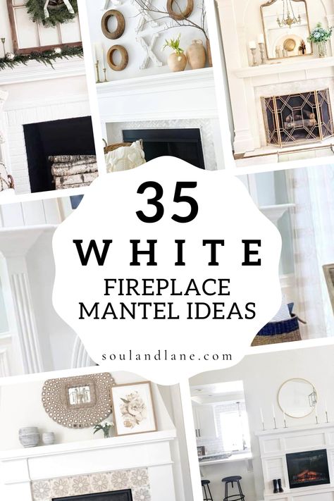 Create a stunning focal point in your living space with white fireplace mantel ideas that radiate brightness and beauty. Imagine the elegance of a crisp, white mantel as the centerpiece of your room, offering a canvas for seasonal decorations or cherished family photos. Complement this classic look with decorative molding or intricate carvings for a touch of sophistication. Whether you're aiming for a sleek, modern vibe or a cozy, traditional feel, a white mantel can transform your fireplace int Fireplace In White Living Room, White Fireplace Decor With Tv, Simple Mantel Decorating Ideas Modern, White Fireplace Makeover, Modern White Fireplace Ideas, Black And White Mantel Decor, White Fireplace Ideas Living Room, Traditional White Fireplace, White Fireplace Mantle Decor