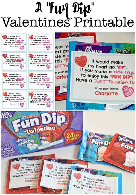 I came up with a fun Valentines printable that goes along nicely with my kids' Valentine's treat of choice: "Fun Dip". You know, the electric-colored sour sugar that you eat with a stick that is also made entirely of sugar?   #ValentinesDay #SchoolValentines #ValentinesPrintable #ValentinesForKids via @sharonmomof6 Free Printable Valentines Cards, Kid Friendly Meals Easy, Kids Valentines Day, Valentines Printable, Fun Dip, Valentine's Day Games, Valentine Activities, Organized Mom, Valentines Day Treats