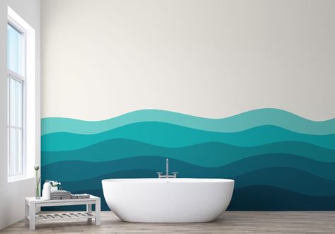 Peel N Stick Wallpaper, Ocean Mural, Room Moodboard, Wave Wallpaper, Ocean Room, Boho Chique, Ocean Nursery, Wallpaper Peel, Waves Wallpaper