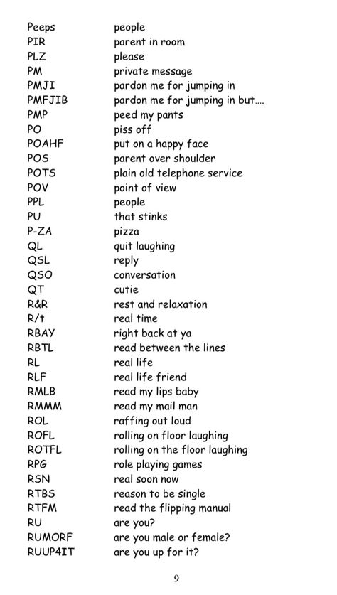 Chat Abbreviations, Reading Between The Lines, Rest And Relaxation, Happy Face, Real Time, Real Life