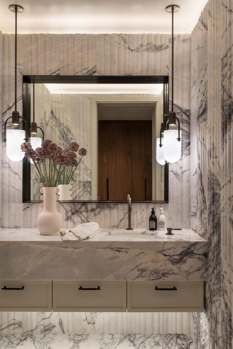 Architectural Digest Bathroom, Condo Interior Design, Duplex Penthouse, Lakefront Living, Condo Interior, Curved Staircase, Classical Architecture, West Village, Local Design