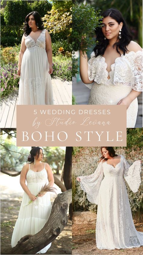 Boho Wedding Dresses Plus Size Boho Wedding Dress, Bride Dress Plus Size, Boho Bride Dress, Studio Levana, Boho Wedding Dresses, Plus Size Boho, Wedding Dress Collection, Curvy Bride, Boho Designs