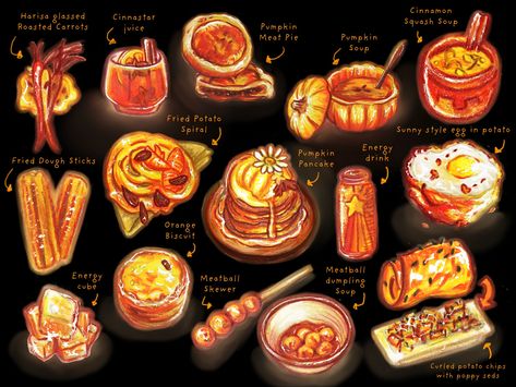 Fantasy Drink Concept Art, Fantasy Breakfast Art, Futuristic Food Concept Art, Magic Food Concept Art, Magical Food Art, Magic Food Art, Fantasy Food Ideas, Alien Food Concept Art, Fantasy Food Concept Art