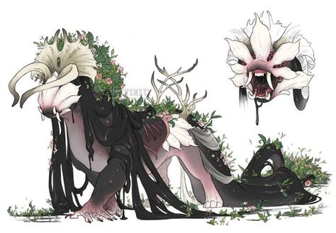 Floral Dragon, Swamp Witch, Many Eyes, Long Live The King, Mystical Animals, Creature Artwork, Cute Fantasy Creatures, Fantasy Beasts, Monster Concept Art