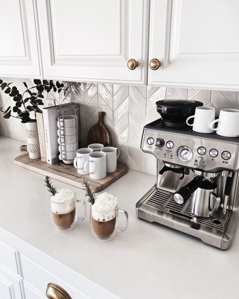 Coffee Station Kitchen, Kitchen Countertop Decor, Coffee Bar Station, Coffee Bar Ideas, Farmhouse Coffee Bar, Home Coffee Stations, Coffee Bars In Kitchen, Countertop Decor, Coffee Nook