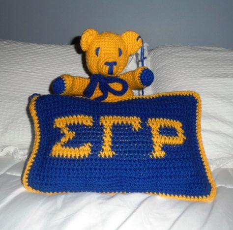 Pillow talk collection  Sigma Gamma Rho pillow with colorful bear Can do other sororities as well.  https://www.etsy.com/listing/63282369/sigma-gamma-rho-bear-made-to-order?ref=shop_home_active Sigma Gamma Rho Pillow Ideas, University Of Illinois Urbana Champaign, Sigma Gamma Rho Sorority, Butler University, Pretty Poodles, Divine 9, Urbana Champaign, Divine Nine, Yellow Tea