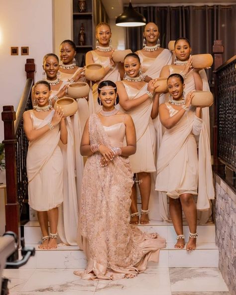 Rwandan Traditional Wedding Dress, Rwandese Wedding, Rwanda Wedding, Rwandan Wedding, Engagement Photo Shoot Poses, Simple Elegant Wedding Dress, African Wedding Attire, Orange Bridesmaid Dresses, Bridesmaids Dress Inspiration