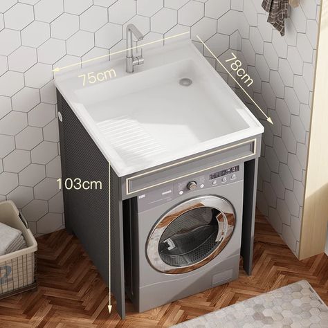 Sink On Washing Machine, Washing Machine Area Ideas Outdoor, Washing Machine Area Ideas, Bath Laundry Combo, Cabinet Quartz, Sink Washing Machine, Washing Machine Cabinet, Outdoor Laundry Rooms, Washing Area