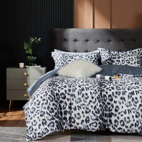 Amazon.com: MILDLY 100% Egyptian Cotton Duvet Cover Set 3pcs Printed Bedding Set with Zipper Closure & Corner Ties - Nero (1 Duvet Cover, 2 Pillow Shams) : Home & Kitchen Leopard Print Bedding, Egyptian Cotton Duvet Cover, Pattern Comforter, King Duvet Cover Sets, Print Design Pattern, Comforter Cover, Cotton Duvet Cover, King Duvet, Quilt Cover Sets