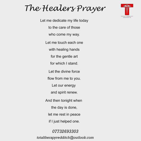 The Healers Prayer - - - - - - - - #poweroftouch #massage #massages #indonesianmassage #totaltherapy #masseause #massagetherapy #holistic #holistictherapy #holistictherapies #health #fitness #healthylifestyle #lookafteryourself # #totaltherapy #traditionaltherapy #traditionalchinesetherapy #tcm #Primefitness #sportstherapy #healing #muscle #recovery #tuina #reiki #sekhem #alllove Sekhem Healing, Reiki Prayer, Sports Therapy, Holistic Therapies, Healing Hands, Muscle Recovery, Spiritual Practices, Reiki Healing, Massage Therapy