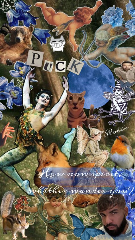 Aesthetic Puck Collage from Shakespeare’s “A Midsummer Night’s Dream” Early 2000s Party Outfits, Midsummer Night's Dream Characters, 2000s Party Outfits, Shakespeare Midsummer Night's Dream, Midsummer Nights Dream Party, Early 2000s Party, Solstice Party, Indie Cottagecore, Dream Collage