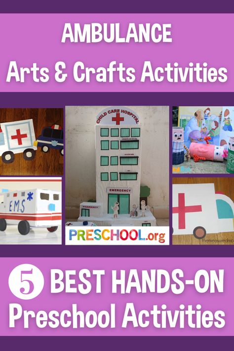 The 5 Best ARTS AND CRAFTS Activities for Ambulance Preschool Theme Ambulance Craft, Police Crafts, Arts And Crafts Activities, Online Preschool, Curriculum Lesson Plans, Teaching Teachers, Community Helpers, Preschool Curriculum, Preschool Books