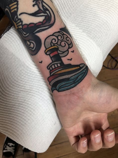 Little tattoo of a tug boat by @Joshleahytattooer Tug Boat Tattoo, Tugboat Tattoo, Boat Tattoo For Women, Fishing Boat Tattoo, Shane Tattoo, Pool Tattoo, Boat Tattoo, Neotraditional Tattoo, Traditional Boats