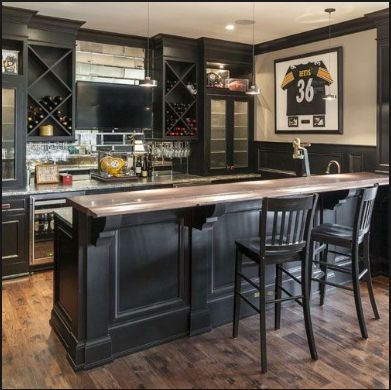 Black Bar Basement Industrial, Basement Bar Plans, Basement Bar Design, Bar In Casa, Bar Plans, Basement Bar Designs, Basement Inspiration, Home Bar Design, Man Cave Basement