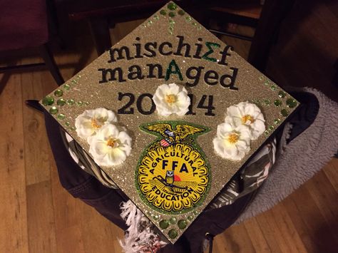 My Harry Potter/Sigma Alpha/FFA graduation cap :) Ffa Graduation Cap, Decoration Harry Potter, College Decorations, Ffa Week, Ffa Banquet, Ffa Ideas, Caps Ideas, Ag Education, High School Graduation Cap