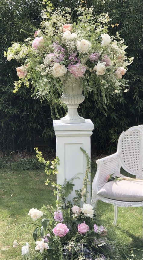 Flower Arrangements In Urns, Peony Arrangement Wedding, Urn Flower Arrangements Wedding, Wedding Flowers On Pedestal, Urn Wedding Arrangements, Urn Centerpiece Wedding, Wedding Flowers In Urn, Elegant Flower Arrangements Wedding, Wedding Ceremony Urns