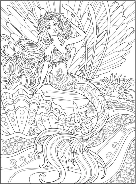 Welcome to Dover Publications - CH Magnificent Mermaids Ocean Coloring Pages, Mermaid Coloring Book, Mermaid Artwork, Dover Publications, Mermaid Coloring Pages, Free Adult Coloring Pages, Fairy Coloring Pages, Face Chart, Coloring Page Ideas