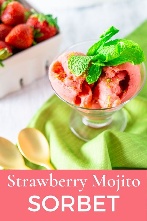 Homemade Sorbet Recipe, Mojito Sorbet, Homemade Sorbet, Sweet Board, Easy Summer Dessert Recipes, Easy Summer Dessert, Denver Food, Dessert Inspiration, Sorbet Recipe