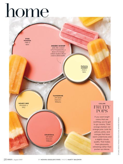 Sunset Color Palette, Yellow Paint Colors, Paint Color Inspiration, Deco Studio, Paint Color Schemes, Orange Sherbet, Paint Color Palettes, Orange Paint, Colour Board