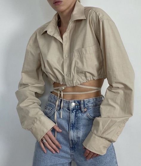 Reworked Shirt Ideas, Reworked Dress, Rework Clothes, Reworked Top, Reworked Clothes, Reworked Fashion, Shabby Chic Clothes, Upcycle Shirt, Diy Vetement