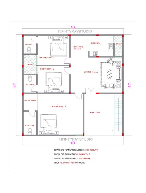 ✅✅✅✅DOWNLOAD PLAN PDF FORMAT 🆑🆑🆑CLICK READ IT OR VISIT TO DOWNLOAD #40x40plan #infintyraystudioplans #pinterest #floorplans #houseplans #3dplan 40x40 Barndominium, 40x40 House Plans, 3bhk House Plan, Rustic Craftsman House Plans, Rustic Craftsman, Exclusive House Plan, Chic House, Trendy House, Luxury Plan