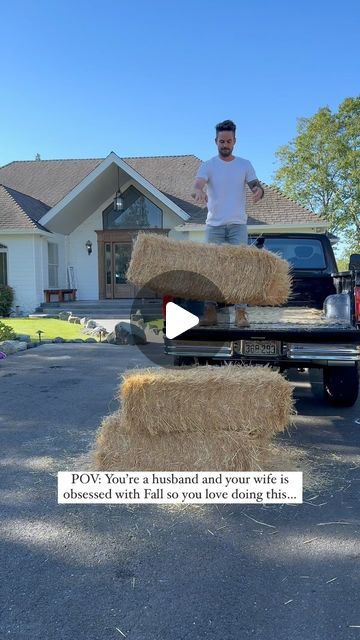 Mason Smith on Instagram: "Busted out our decorations from the past couple years, snagged a few bails of straw from the farm down the road, some pumpkins that we will carve up later, and my wife’s favorite porch decorations are done. I love decorating the porch for Fall for two reasons, first because it makes my wife happy, and second because we can leave it up for a few months, so it feels very worth it! #porchdecor #falldecor #decorating #porch" Decorating Porch, Porch Decorations, The Porch, The Farm, My Wife, Worth It, Porch Decorating, Pumpkins, The Road