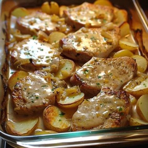 Ultimate Pork Chop Supreme, Pork Chop Supreme, Creamy Pork Chops And Potatoes, Baked Pork Chops Oven Boneless, Pork Chop Supreme Recipe, Easy Soup Recipes Quick, One Skillet Dinners, Pork Chops Potatoes, Creamy Pork Chops