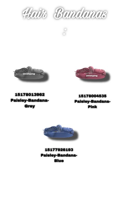 Berry Avenue Codes Bandana, Bloxburg Bandana Code, Bandana Codes For Berry Ave, Head Accessories Roblox Codes, Roblox Codes Headband, Roblox Bandana Code, Roblox Hair Accessories Codes, Roblox Hat Codes, Roblox Codes Accessories