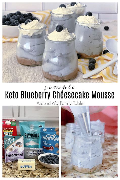 My Keto Blueberry Cheesecake Mousse has the summer flavor you are craving. Only a few ingredients and a packet of Keto Chow creates this light and fluffy dessert that you will make all season long. via @slingmama Keto Blueberry Cheesecake, Whipped Coconut Milk, Keto Chow, Keto Blueberry, Carnivore Recipes, Canned Blueberries, Homemade Pudding, My Keto, Cheesecake Mousse