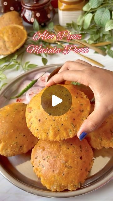 Foodklick on Instagram: "✨ Aloo Pyaz Masala Poori ✨

These Aloo Pyaz Masala Pooris are quite delicious. You can these with any sabzi or as it is.

✨Whole wheat flour
✨ Aloo/Potatoes
✨ Pyaz/Onion
✨ Tamatar/Tomato
✨Salt to taste
✨Red chilly Powder
✨Turmeric Powder
✨Jeera Powder
✨Kasuri Methi
✨Coriander leaves chopped
✨Ajwain
✨Kalonji seeds
✨Sesame seeds

.
.
.
#aloo #pyaz #masala #poori #sabzi #breakfast #thali #reels #reelitfeelit #foodreels #reelsexplore #vegan #indianfood #tasty #desikhana #food #oodbloggers #tasteofindia #foodreelsinindia #lunchideas #desifood #trending #reelvideo #recipe #mung #tasty #foodie" Masala Poori Recipe, Poori Masala Recipe, Masala Poori, Masala Aloo Recipe, Veg Breakfast Recipes, Tomato Salt, Masala Aloo, Kalonji Seeds, Poori Recipe