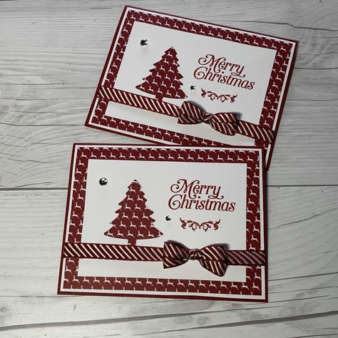 Stampin Up Tree Punch, Perfectly Plaid Stampin Up Cards 2020, Perfectly Plaid Stampin Up Cards, Peaceful Pines Stampin Up Cards, Stampin Up Peaceful Pines, Stampin Up Perfectly Plaid, Stampin Up Weihnachten, Handmade Cards Diy, Simple Christmas Cards