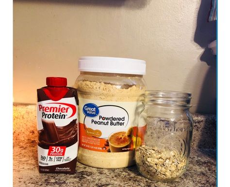 Premier Overnight Oats, Premier Protein Shake Overnight Oats, Premier Protein Breakfast, Overnight Oats Protein Shake, Overnight Oats With Premier Protein, Overnight Oats Ww, Premier Protein Overnight Oats, Premier Protein Powder Recipes, Filling Overnight Oats