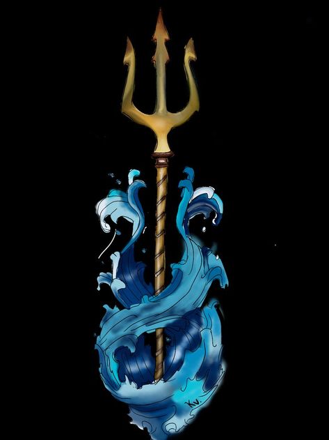 Trident Tattoo Design, Tatuagem Percy Jackson, Poseidon Drawing, Poseidon Symbol, Poseidon Art, Percy Jackson Tattoo, Poseidon Percy Jackson, Trident Tattoo, Poseidon Trident