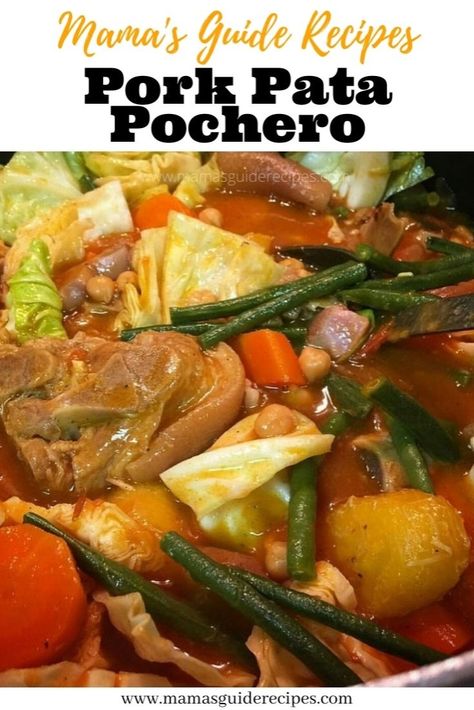 Pork Pata Pochero Pochero Filipino Recipe, Pork Pochero Recipe, Cheesecake On A Stick Recipe, Estofado Recipe, Pata Recipe, Filipino Pork Recipes, Recipe Pork, Pinoy Recipes, Meal Preparation