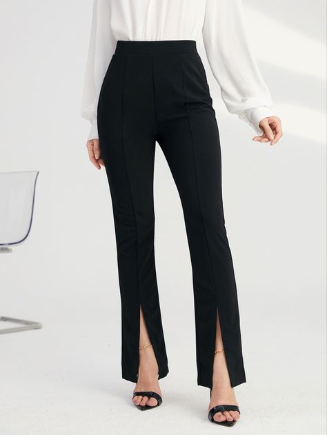 Split Hem Pants, Pants Outfit Work, Split Pants, Leg Pants Outfit, Hem Pants, Women Bottoms, How To Hem Pants, Flare Leg Pants, Casual Chic Outfit