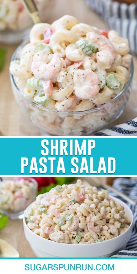 Fish Pasta Salad Recipes, Pasta Shrimp Salad Recipes, Cold Shrimp Dishes, Recipes For Salad Shrimp, Shrimp Cold Salad, Shrimp Recipes Cold, Seafood Potluck Dishes, Shrimp And Pasta Salad Recipes, Best Shrimp Pasta Salad Recipe