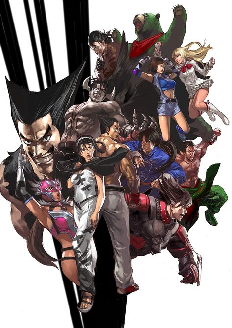 Tekken - Heihachi Mishima, Devil Jun, Sergei Dragunov, Kuma, Asuka Kazama, Emilie de Rochefort (Lili), Feng Wei, Lei Wulong, Lars Alexandersson, Kazuya Mishima, Jun Kazama, and Jaycee (Julia Chang) Tekken Heihachi, Lars Alexandersson, Tekken Art, Heihachi Mishima, Sergei Dragunov, Jun Kazama, Lei Wulong, Asuka Kazama, Tekken Tag Tournament 2