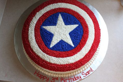 The Buttercream Bakery Captain America Shield Cake, America Birthday Cake, Captain America Birthday Cake, Captain America Birthday Party, Captain America Party, Captain America Cake, America Cake, Captain America Birthday, Cap America