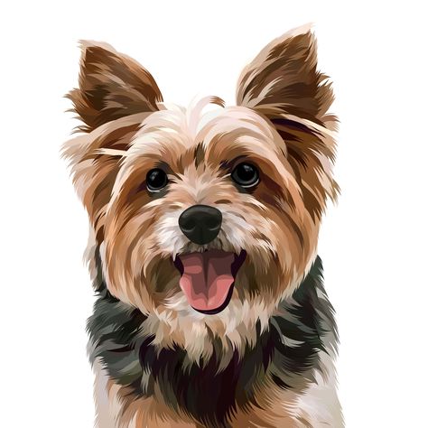 Draw an amazing vector cartoon for your pet in 24 hours by Wahono_bekti Yorkie Illustration, Yorkie Painting, Yorkie Art, Tatoo Dog, Dog Portraits Art, Puppy Art, 강아지 그림, Dog Vector, Yorkie Dogs