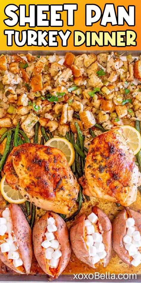 How to make a turkey dinner on one sheet pan Leftover Turkey Breast Recipes, Leftover Turkey Breast, Sheet Pan Turkey, Maple Glazed Sweet Potatoes, Traditional Turkey, Turkey Breast Recipe, Chicken Breast Recipes Easy, Whole Turkey, Recipe Cover