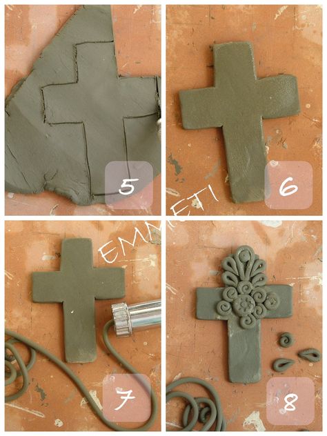 Clay Handbuilding, Ceramic Things, Cross Ideas, Crafts 2024, Crea Fimo, Clay Dough, Clay Cross, Christmas Bazaar, Ceramic Crosses