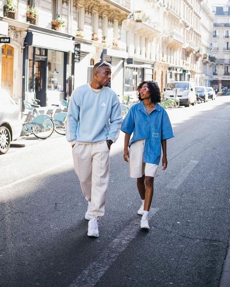 Sneakers & Streetwear | Streets of Paris 🇫🇷 1, 2, 3, 4, 5 or 6? 💭 Follow us, @stonedfits, for more! 👻 ⇁ Credits: @iamnicolasbms Credits: @lenamng_ | Instagram Couples Streetwear, Couple Streetwear, Couples Fashion, Couple Fits, Streets Of Paris, Pelo Afro, Black Love Couples, Stylish Couple, Couples Photo