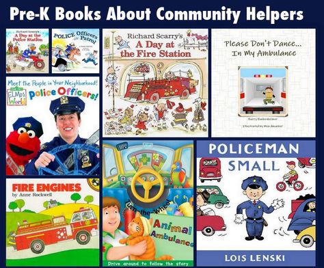 Books about community helpers Books About Community Helpers, Community Helper Books, Community Helpers Police, Community Helpers For Kids, Prek Community Helpers, Pretend Play Ideas, Community Helpers Week, Community Helper Lesson, October Lessons