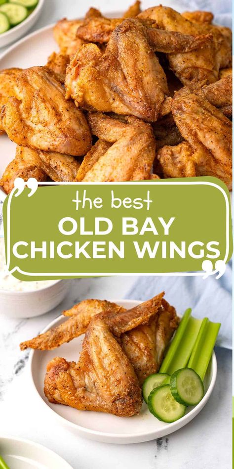 These crispy Old Bay Wings are addictively delicious and yet simple to make. Drenched in brown butter and plenty of seasoning, they will keep you coming back for more! #chickenwings #lowcarbrecipes #oldbayseasoning Old Bay Fried Chicken, Old Bay Wings Air Fryer, Old Bay Chicken Wings, Keto Wings, Old Bay Chicken, Old Bay Wings, Air Fryer Recipes Chicken Wings, Thm Meals, Allotment Ideas