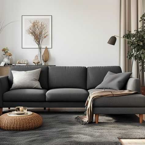 dark_gray_couch_Customize_Scandinavian_Styled_Sectio 4 Dark Gray Couches, Gray Couch Ideas, Dark Gray Couch Living Room, Charcoal Sofa Living Room, Gray Couch Living Room Ideas, Gray Couch Living Room, Dark Gray Couch, Gray Couches, Dark Grey Couch Living Room