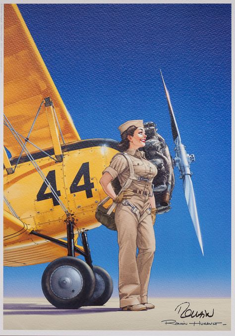 Romain Hugault, Warbirds Pinups, On The Wings Of Love, Arte Pin Up, Aviation Posters, Pin Up Girl Vintage, Airplane Art, Vintage Aviation, Comic Manga